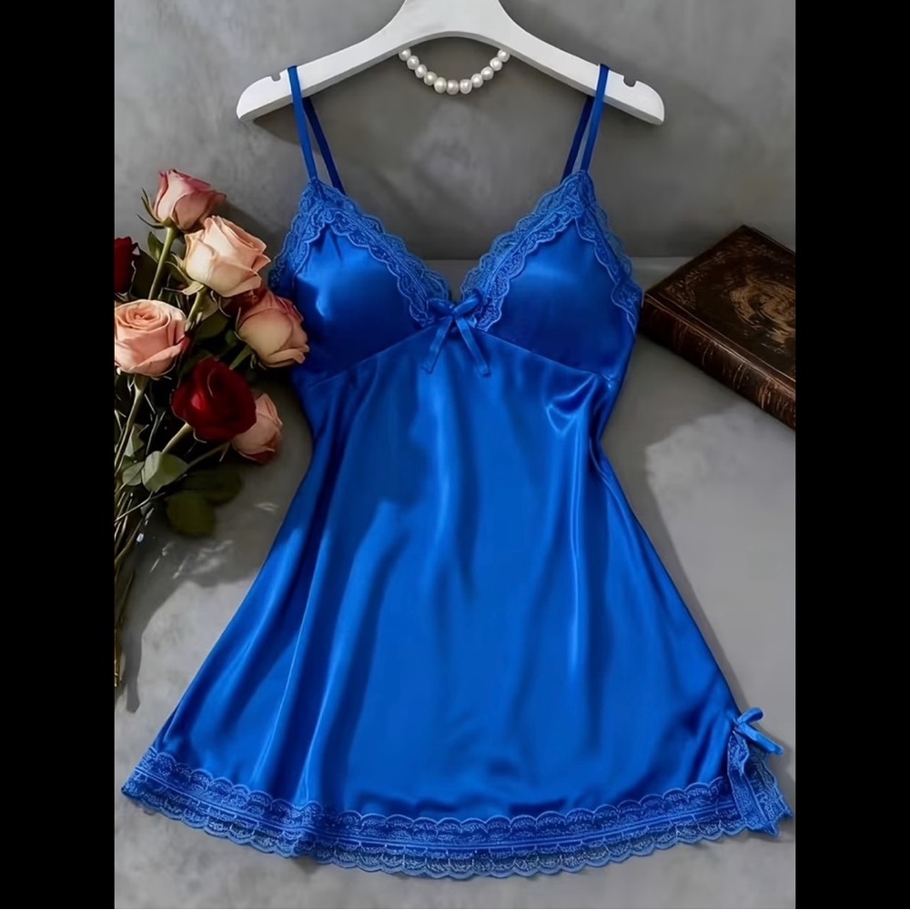 Royal Blue, Silky, Night Slip - Picture 10 of 16